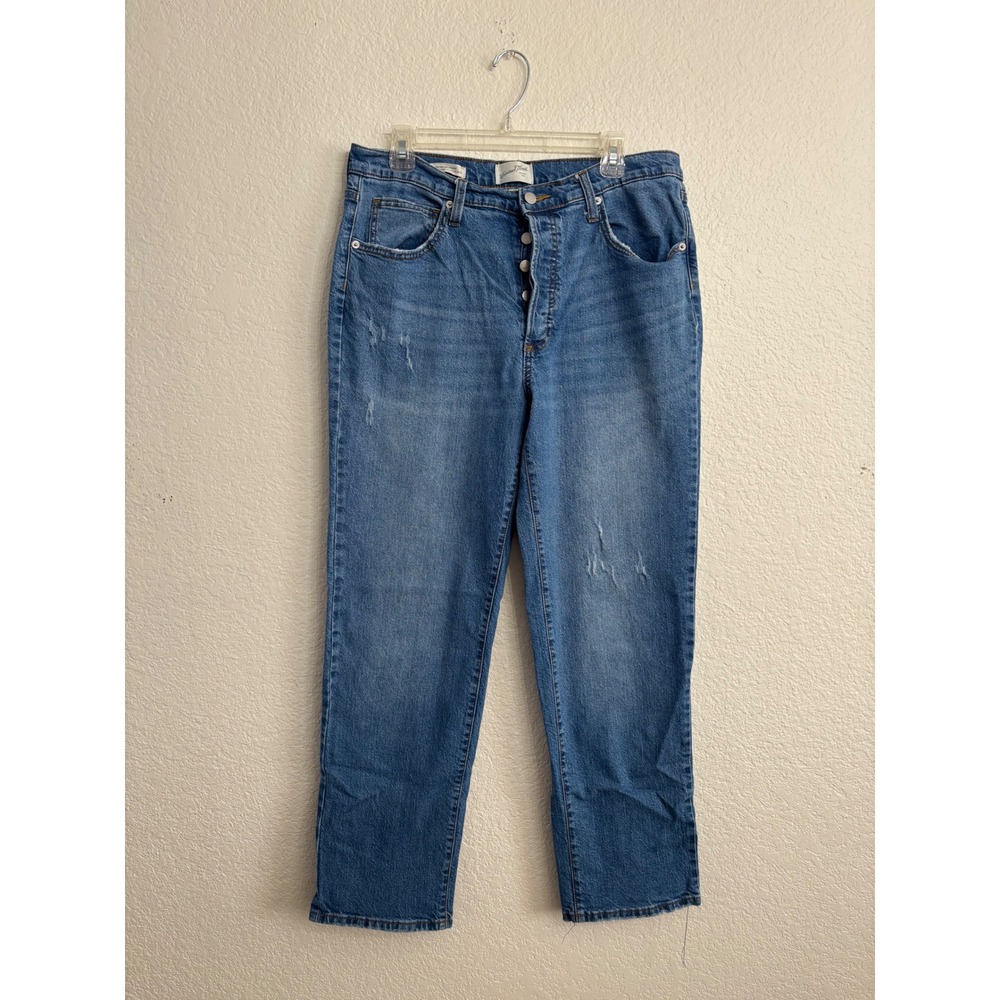 Universal Thread Jeans 14R High Rise 90s Straight Button Fly Blue Distressed